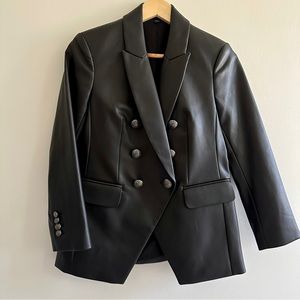 Express: Faux Leather Blazer Jacket, Black, Size 2